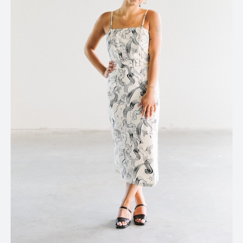 Anthropologie JUST Female Paperstrap Brush Stroke Prints Sz XS Dress Party Vacay